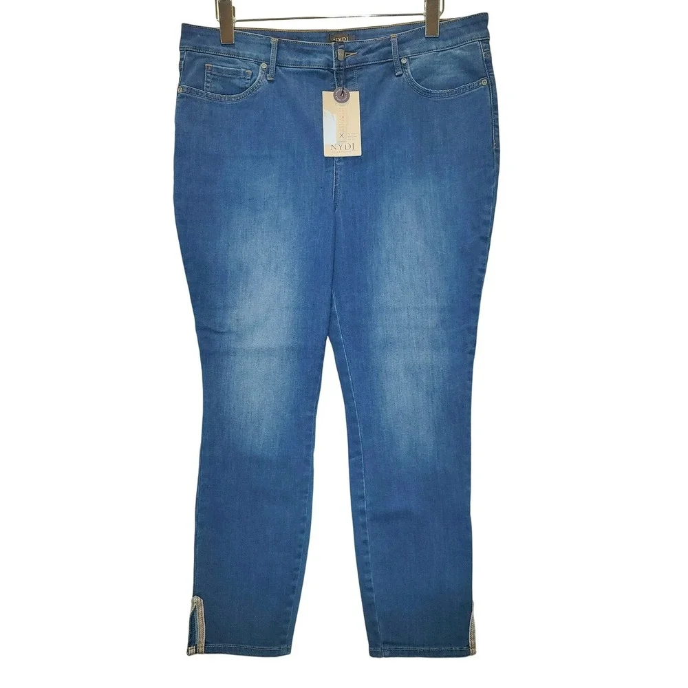 NYDJ Ami‎ Skinny Blue Jeans Crop Ankle Slit Womens Sz 16 Plus Ladera